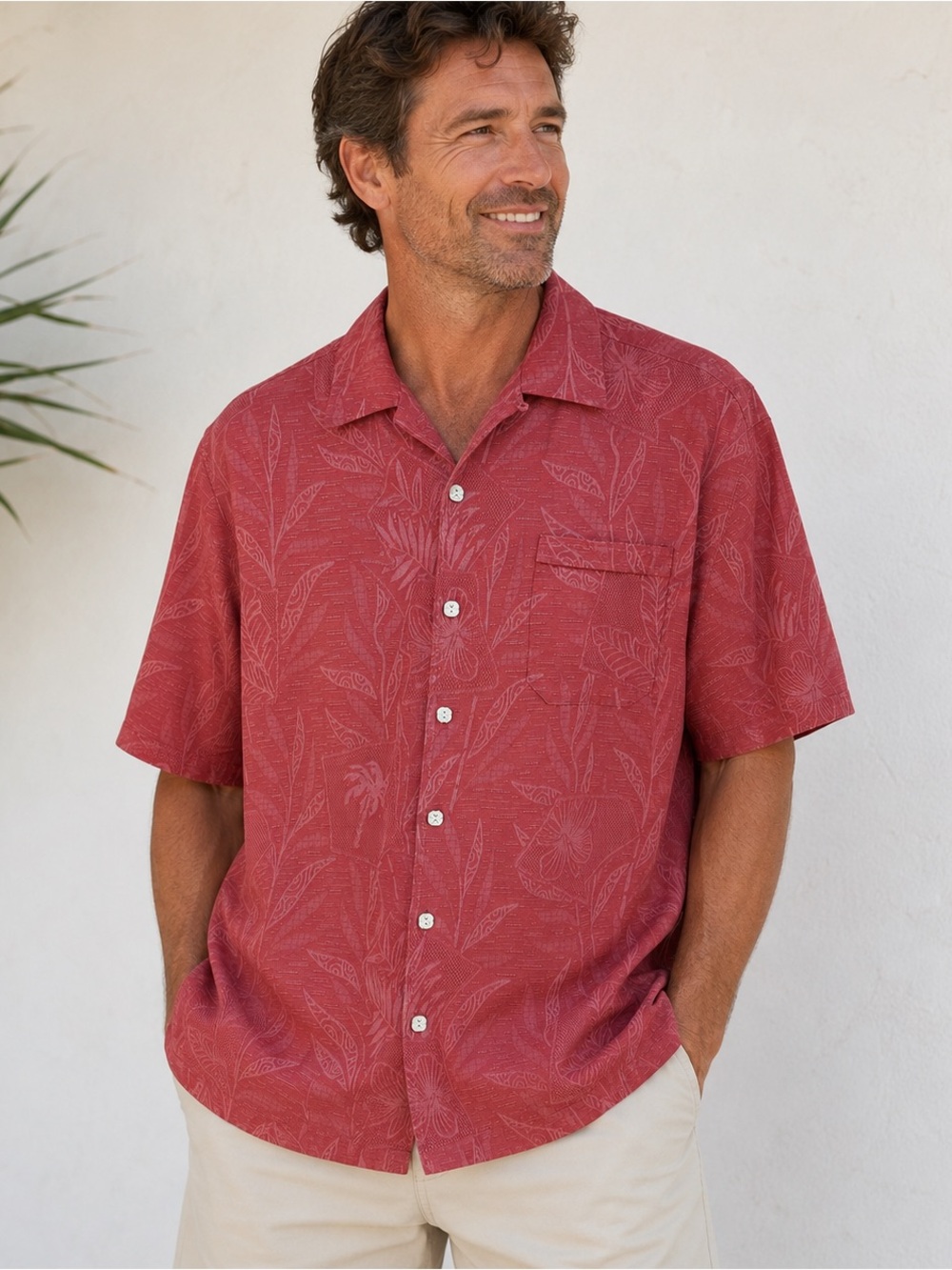 Jamaica Jaxx Hawaiian Shirt Men’s Size M 100% Silk Relaxed Fit Tropical Camp